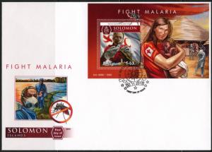 SOLOMON ISLANDS 2015 FIGHT MALARIA  RED CROSS SOUVENIR SHEET FIRST DAY COVER