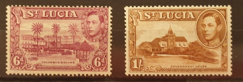 St Lucia Postage Stamps SG134b/135a UM/M Condition 1938