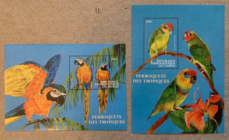 Zaire 2000 Parrots set of MS, MNH. Scott 1541-1542, CV $13.50