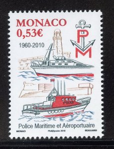 Monaco 2600 MNH,  Maritime and Airport Police 50th Anniv. Issue from 2010.