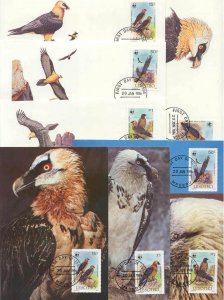 Lesotho 8 FDC/cards WWF/Birds 1986