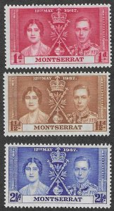 Montserret, Scott#89-91, mint, hinged, set of 3, Coronation,1d.1.5d,2.5d,