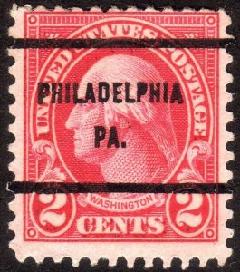 1926, US 2c Washington, Used, Philadelphia precancel, Sc 634