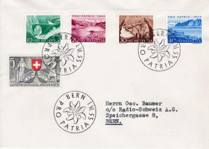 Switzerland 1953 Pro Patria Complete (5) First Day Cover Local Typed Address