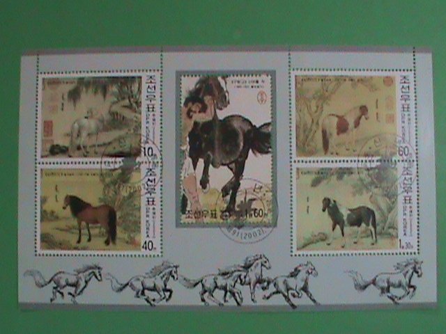 KOREA STAMP: 2002- COLORFUL LOVELY HORSES FAMOUS PAINTING - CTO- NH S/S SHEET-