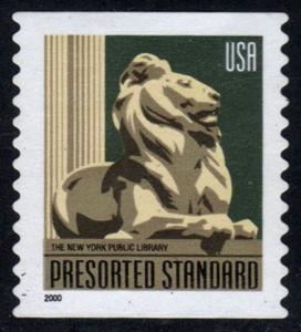US #3447 New York Public Library Lion, used (0.25)