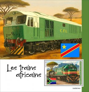 C A R - 2025 - African Trains - Perf Souv Sheet - Mint Never Hinged