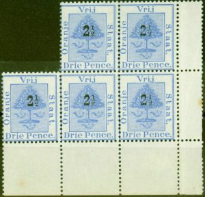 Orange Free State 1897 2 1/2d on 3d Ultramarine SG83 Fine MNH & LMM Block