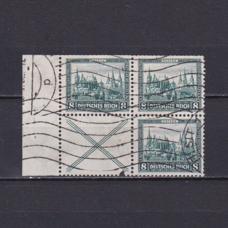 GERMANY 1930, Mi# W37 & S80, Block from booklet, Used