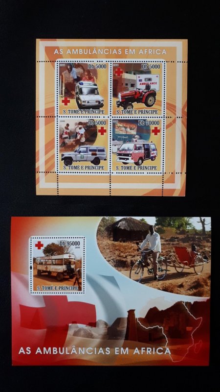 Ambulance (Africa) - Sao Tome and Principe 2008. - Complete SS + Bl ** MNH