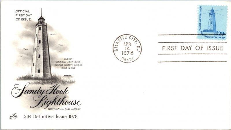 United States, New Jersey, First Day Cover, Lighthouses