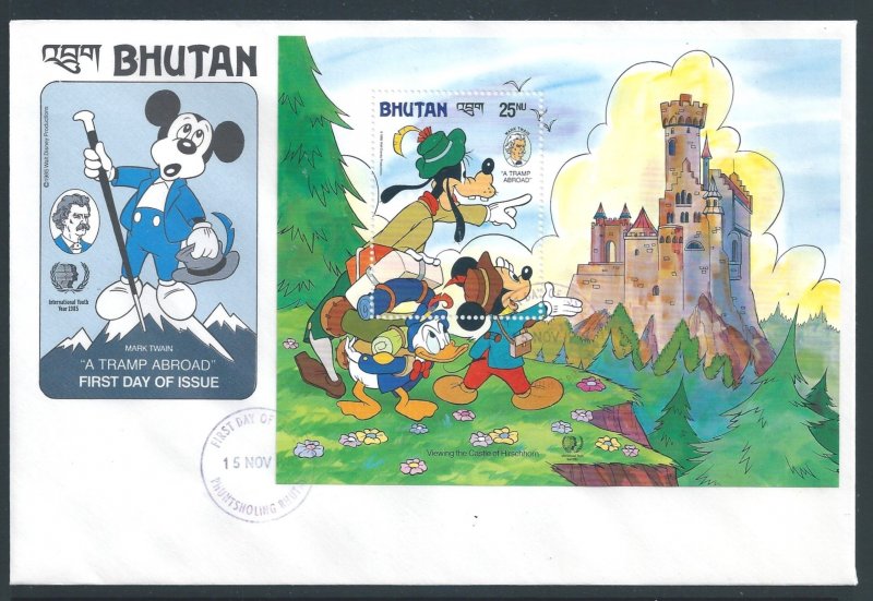 Bhutan #521 (SS FDC) Disney - Mark Twain