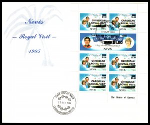 Nevis 453,454 Royal Visit Souvenir Sheet U/A FDC