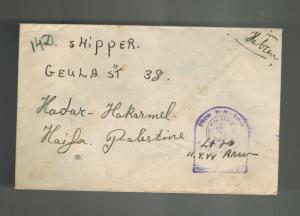 1944 England Field Post Office Censored Navy HMS SHip Cover to Haifa Palestine