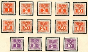 Austria Scott J204-J231 MNH 1947 Postage Due Issue