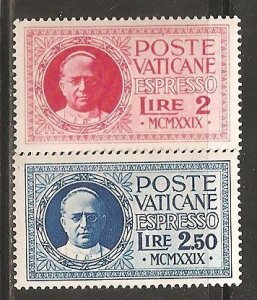 Vatican City  SC  E1-2  Mint,   Hinged