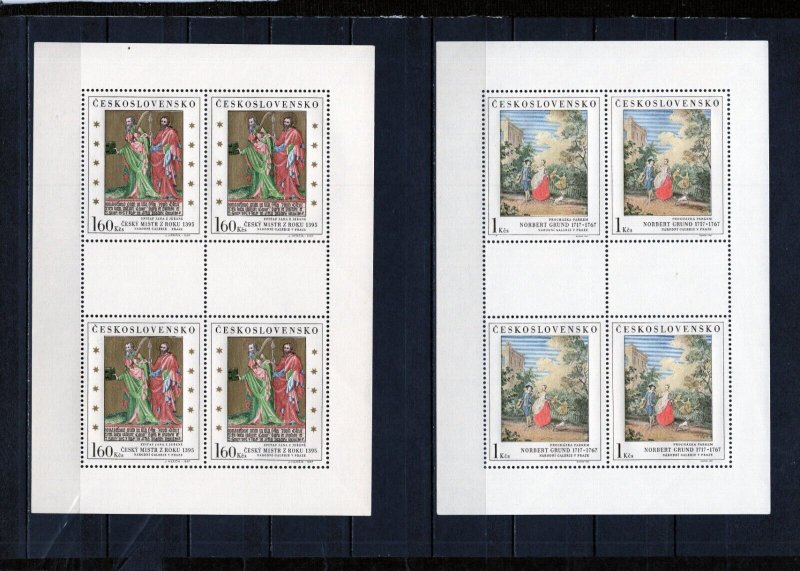 CZECHOSLOVAKIA 1967 PAINTINGS SET OF 5 SHEETS OF 4 STAMPS MNH