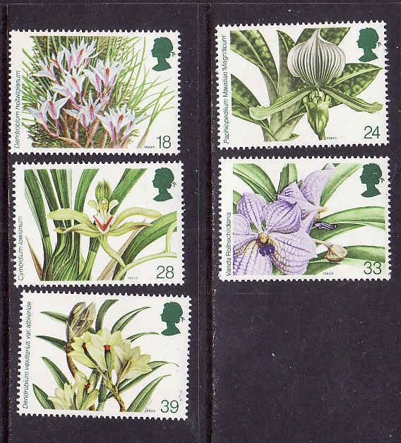 Flowers-Orchids-Great Britain-Sc#1493-7-unused NH set-199