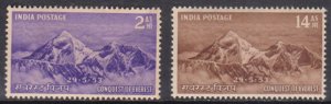 INDIA - 1953 CONQUEST OF MOUNT EVEREST SG#344-345 - 2V - MINT NH