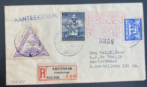 1945 Amsterdam Netherlands First Rocket Flight Airmail Cover FFC Label