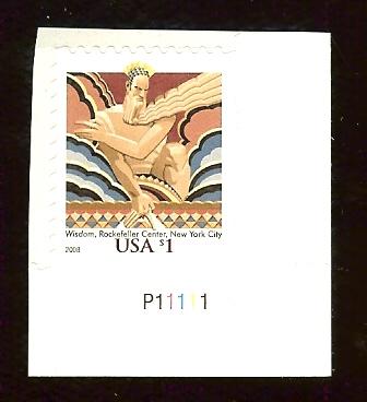 3766a $1 Wisdom Rockefeller Center p# single 2008 date MNH