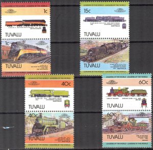 Funafuti Tuvalu 1984 Trains Locomotives (I) set 8 MNH