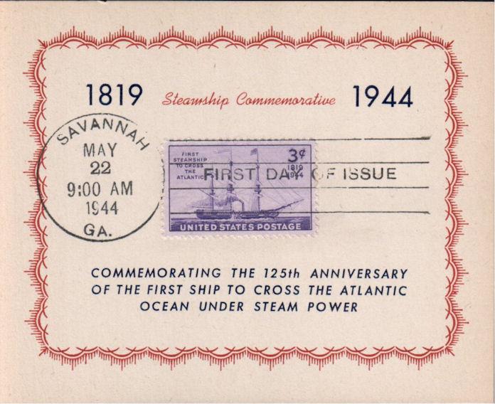 #923 Steamship Savannah Bernet-Reid FDC