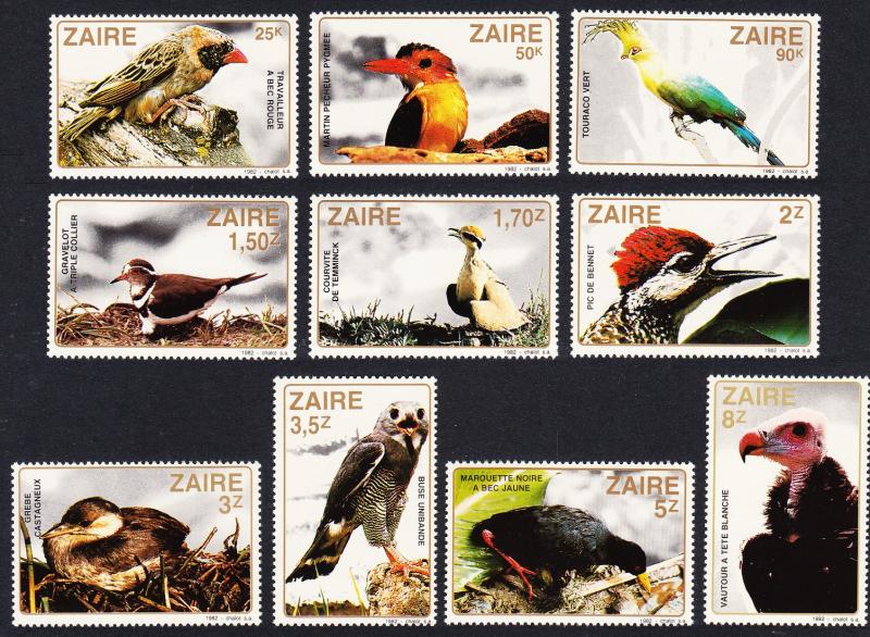 Zaire Birds 10v SG#1133/42 SC#1091-1100 MI#792-801