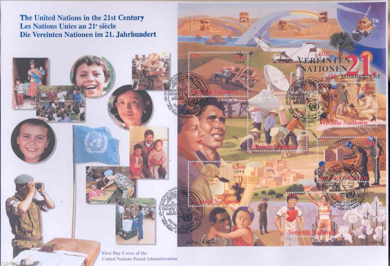 UNITED NATIONS  2000 UN IN THE 21st CENTURY SET OF 3  FIRST DAY COVERS  AS SHOWN