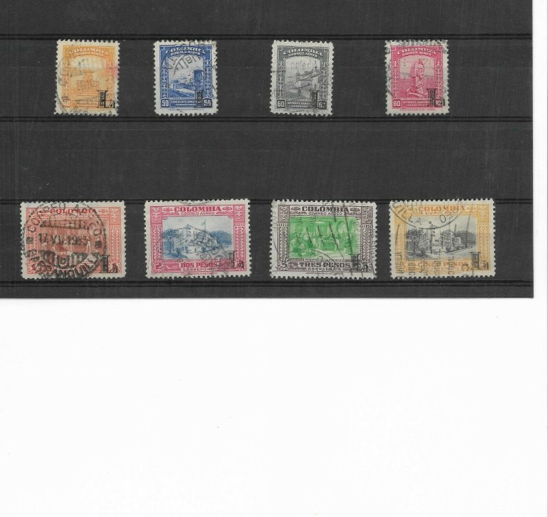 COLOMBIA 1951 AIRMAIL OVERPRINTED SET WITH L LANSA CPL USED C200/7 MI 606/13
