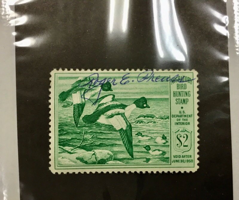  #RW16 1949 US Federal Duck Stamp - LH  **ARTIST SIGNED** Roger Preuss