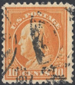 SC#510 10¢ Franklin Single (1917) Used/Crease
