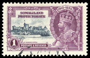 Somaliland 1935 KGV Silver Jubilee 1r KITE & VERTICAL LOG variety VFU. SG 89k.
