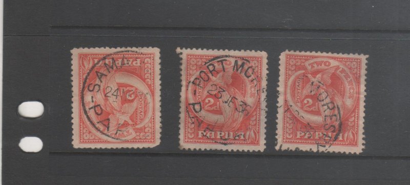 Papua 4 Stamps 1932 2d SG131 Bird of paradise Scott 97 X3 copies Postmarks Port