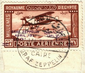 EGYPT Stamp Air Mail 100m GRAF ZEPPELIN Cancel Superb Used 1931 Piece YGREEN10