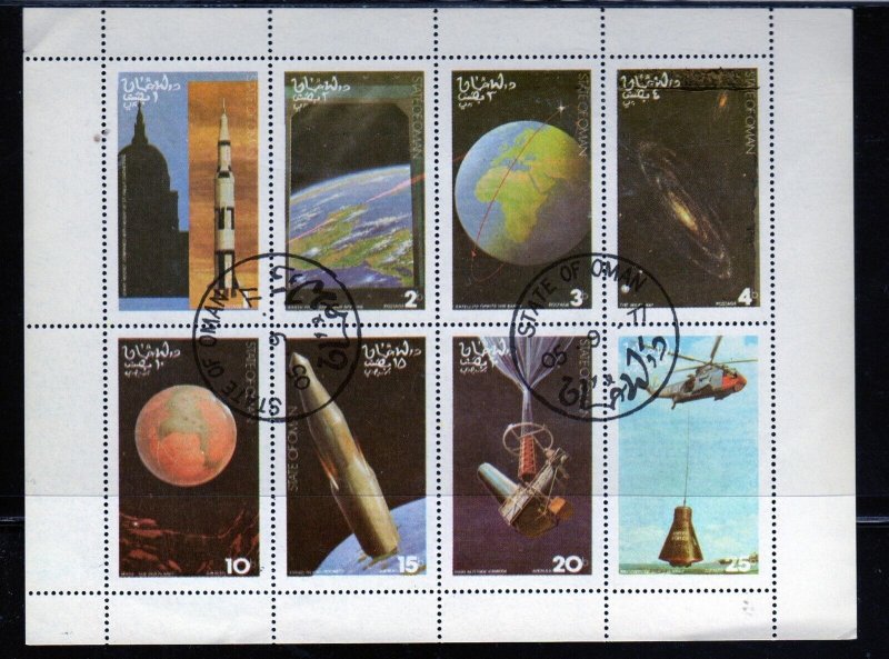 OMAN 1977 SPACE MINT VF NH O.G M/S8 CTO (124)