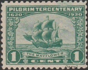 US #548 1920 1c Green Pilgrim's Ship Mayflower Mint-Fine-OG-NH.