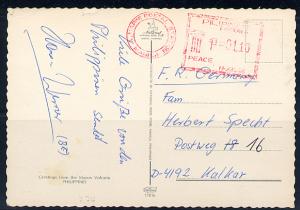 Philippines metermail 1974-July picture postcard PEACE