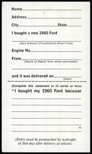 USA UX46 Mint (Pre-Printed) Ford Dealer Contest