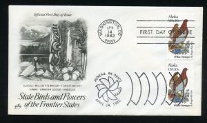 US 1954 State Birds & Flowers - Alaska UA ArtCraft FDC, Dual ST & DC Cancels