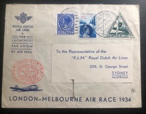 1934 The Hague Netherlands First Flight Airmail Cover FFC To Sydney Australia