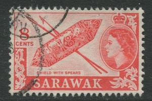 Sarawak -Scott 201 - QEII Definitives - 1955 - FU - Single 8c Stamp