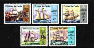 Tristan Da Cunha-Sc#157-61-Unused light hinge set-Sailing Ships-Victory at Tra