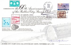 RCSC EX Souvenir Card Rubber City Stamp Club 60th USS Akron #1018 #1710 1979