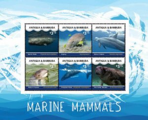 Antigua 2016 - MARINE MAMMALS SHEET II With 6 Stamps - MNH