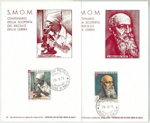 63704 - SMOM - POSTAL HISTORY: Set of 2 MAXIMUM CARD 1973 - MEDICINE Leprosy-