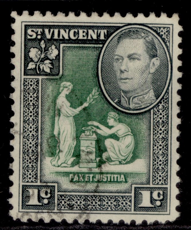 ST. VINCENT GVI SG164a, 1c green & black, FINE USED.