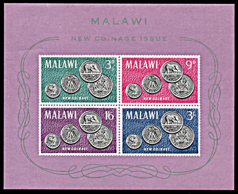 Malawi 25a, MNH, New Coinage souvenir sheet