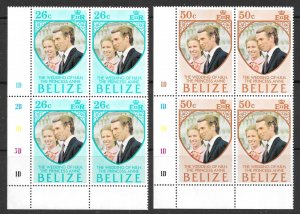 Belize Princess Anne's Wedding set of 1973, Scott 325-326 MNH Plate Blocks