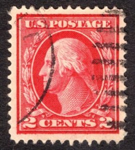 1912, US 2c, Washington, Used, XF / Superb, Sc 406